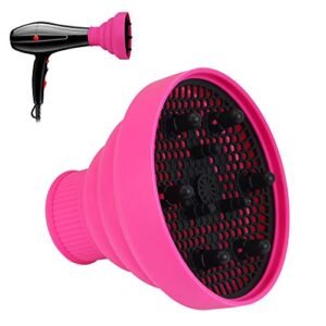 DECARETA Diffusore da Viaggio per Asciugacapelli D 4-4,5 cm Pieghevole Hair Diffusore Universale Adattabile per Asciugacapelli per Asciugacapelli Portatile per Capelli Ondulati Ricci - Rosa