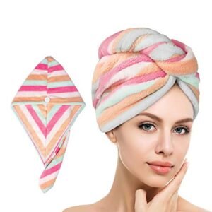 esafio 2 Pezzi Asciugamani Capelli a Turbante, Asciugamani Microfibra Bagno, Cappuccio per Capelli Secchi Super Assorbente, Asciugatura Rapida per Capelli Bagnati, Asciugamani per Donne e Ragazze