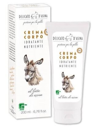 DELICATO D'ASINA - Crema Corpo Bio al Latte D'Asina - Altamente Idratante e Nutriente - Ricca di Proteine - Certificata AIAB - 200 ml
