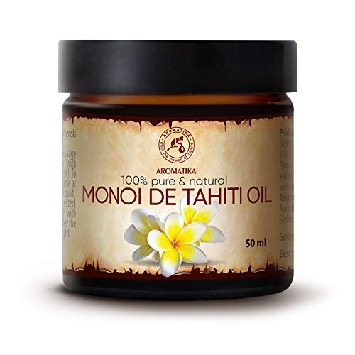 Olio di Monoi di Tahiti 50ml - 100% Naturale e Puro - Cura Intensiva per Viso - Capelli - Pelle - Mani - uso Puro per Aromaterapia - Relax - Massaggi - Cura del Corpo - Ingredienti di Qualità
