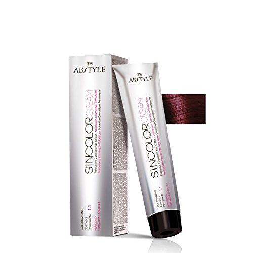 Ab Style | Sincolor Cream colore permanente professionale per capelli in crema ad ossidazione, prugna rosso 6.64(100ml)