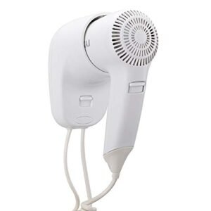 Bakaji Asciugacapelli da Parete Muro Phon Asciuga Capelli Bagno Potenza 1200W Doppia Velocità Selezionabile Colore Bianco per Casa Hotel