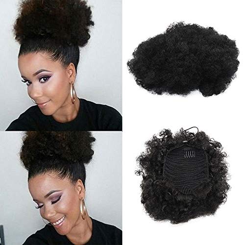 Coulisse Puff sintetici ricci onda clip in Ponytail breve afro Kinky Curly Wrap Ponytail Hair extensions WIG for African American(#1)