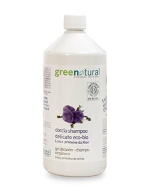 Greenatural doccia shampoo delicato eco-bio lino e proteine del riso 1000ml