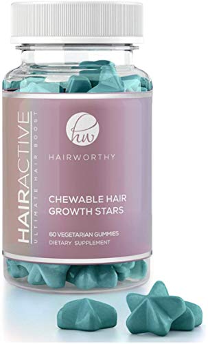 Hairworthy - Masticabile ad azione rapida crescita capelli vitamine. Integratore naturale per più capelli con olio di cocco, Biotina e acido folico.