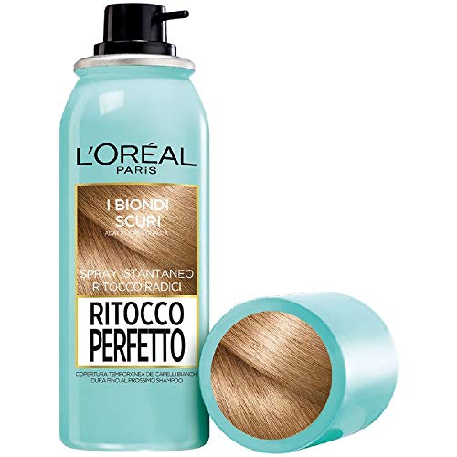 L'Oréal Paris Ritocco Perfetto Spray Ritocco Radici, Colorazione Ricrescita, Copre i Capelli Bianchi e Dura 1 Shampoo, 4 Biondo Scuro, 75 ml