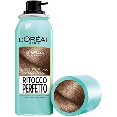 L'Oréal Paris Ritocco Perfetto Spray Ritocco Radici, Colorazione Ricrescita, Copre i Capelli Bianchi e Dura 1 Shampoo, 3 Castano, 75 ml