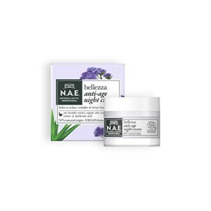 N.A.E. Crema Notte Anti-Età Bellezza, Crema Viso Antirughe con Estratto di Lavanda di Mare, Estratto di Aloe Vera Biologica e Acido Ialuronico, Formula Vegana, 50 ml