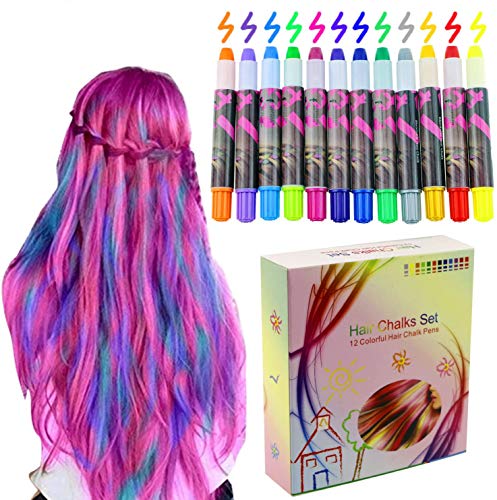 Philonext Colore temporaneo dei capelli di scintillio metallico non tossico delle penne del gesso dei capelli cerati professionali (12 Colors)