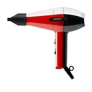 Phon per capelli Elchim 2001 HP Rosso&Nero | Asciugacapelli Professionale Made in Italy | Due Velocità | Cinque temperature | Motore di Lunga Durata | Per Capelli Morbidi e Setosi |1700-2000W 220-240V
