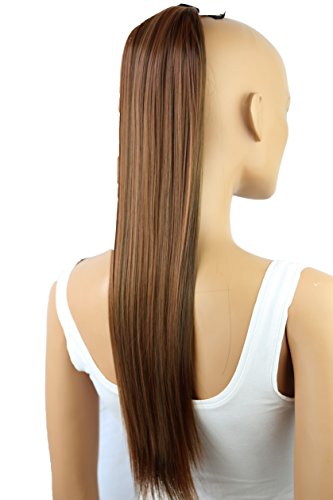 PRETTYSHOP 60cm (24") parrucca Clip In Extension coda di cavallo Pony Tail Lisci resistenti al calore effetto capelli naturali Diversi Colorei (marrone mix bionda 30H9 HC6)