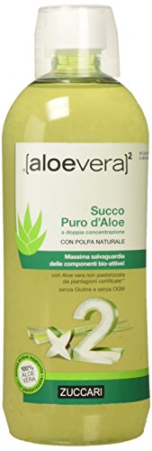 Zuccari Aloe Vera2 Succo Puro di Aloe, Doppia Concentrazione ad Azione Depurativa - 1000 ml
