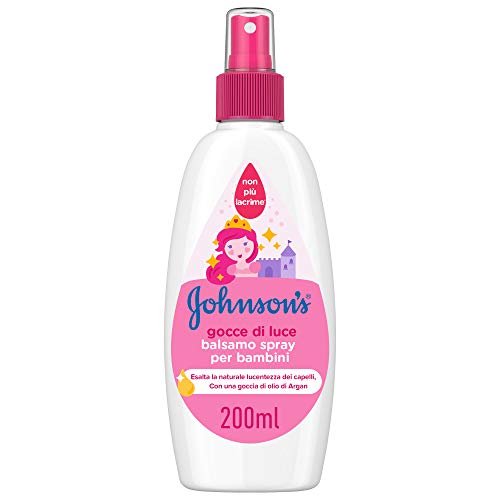 JOHNSON’S Baby, Balsamo Spray per Bambini, Gocce di Luce, Senza Coloranti Solfati Alcol e Sapone, Non Più Lacrime, con Proteine della Seta e Olio di Argan, 200ml
