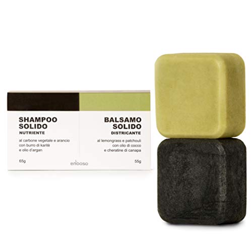 Shampoo Solido Bio e Balsamo 120 g - Enooso - 100% Artigianale Biologico Naturale Vegano - Made in Italy