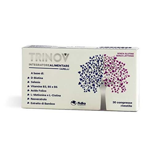 Trinov integratore Alimentare capelli | Riporta il capello al suo benessere fisiologico | Senza Glutine e senza Lattosio | Confezione da 30 COMPRESSE