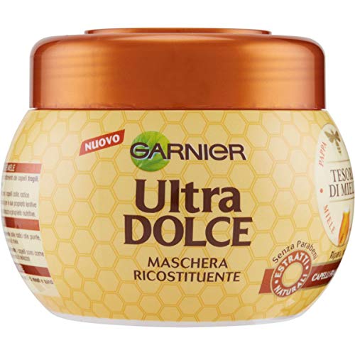 Garnier Ultra Dolce Tesori di Miele -Maschera Ricostituente per Capelli Fragili Che Si Spezzano, 300 ml
