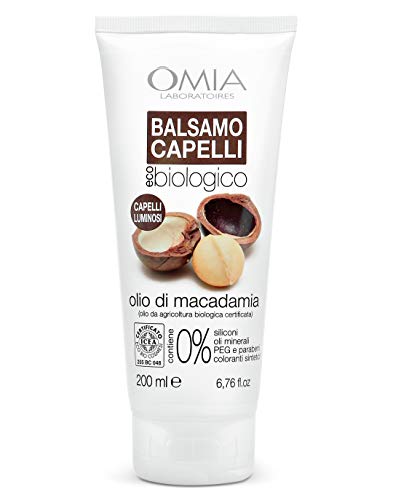 Omia Balsamo per Capelli Eco Bio Con Olio di Macadamia, Crema per Capelli Stressati e Spenti, Azione Illuminante, Dermatologicamente Testato, Senza SLES e PEG, 200 ml