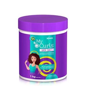 Novex - My Curls Super Curly Leave-In Conditioner - Balsamo per Capelli Ricci Senza Risciacquo - Con Mirtillo Rosso e 7 Oli Naturali, Oliva, Argan, Ojon, Monoi, Cocco, Shea e Moringa - Flacone 1 kg