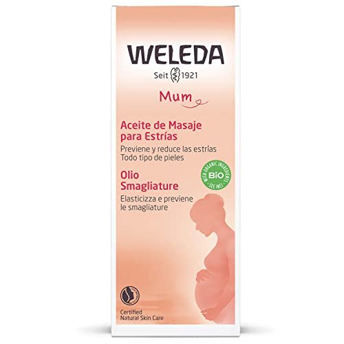 Weleda Olio smagliature, trattamento cosmetico pre-post gravidanza per inestetismi cutanei, con olio di mandorle, dermatologicamente testato (1x100 ml)