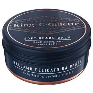 King C. Gillette Balsamo per Barba per Rasatura Uomo, Confezione da 100 ml, Utilizzato Con o Senza Risciacquo con Burro di Cacao, Idea Regalo Uomo Kit Professionale