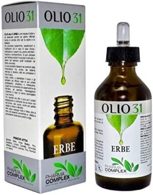 Olio 31 Alle Erbe 100% Naturale Originale Puro, Balsamico Profumato Pino Eucalipto Per Massaggi Aromaterapia, Calma Raffreddore Dolori Articolari, Ipoallergenico Senza Parabeni (1 X 100 ML)