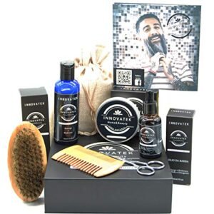 Kit barba uomo professionale 6 pezzi, shampoo da barba, olio da barba, balsamo da barba noto anche come cera da barba e cera per baffi, set regalo uomo, set barba uomo completo