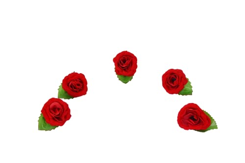 Tarini Gallery Artificial Rose Flower Clip for Hair Festivals Parties Gifting - Set di 5