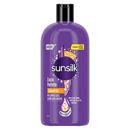 Sunsilk, Shampoo Liscio Perfetto, Shampoo per Capelli Lisci a Lungo e Setosi, Formula Active Fusion con Olio di Argan, Proteine della Seta e Biotina per Capelli Visibilmente Sani, Formato XXL 810 ml