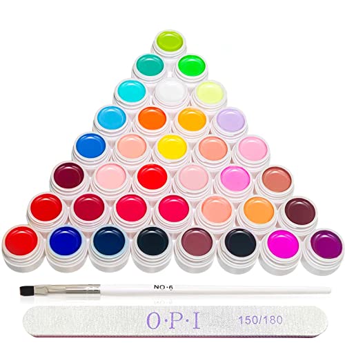 36 Colori UV Set Di Smalto Gel Unghie, Gel Colorati per Unghie Professionale con 1 Pennello Per Fototerapia, Colori Unghie Gel, Gel Per Unghie Per Unghia Design Delle Unghie Artistiche