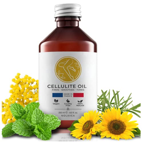 Nolavea - Olio Anticellulite per Massaggi 100% Naturale - Olio per Cellulite 250 ml - Olio Corpo Anticellulite Vegano, Efficace e di Lunga Durata