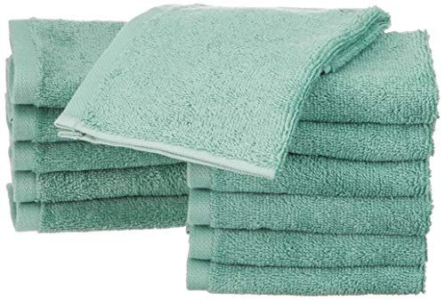 Amazon Basics - Asciugamani in cotone - Confezione da 12, Verde acquamarina