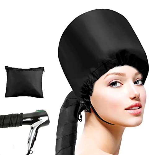 SZHS Cuffia per asciugacapelli stile casco, cuffia per asciugacapelli da indossare universalmente, con cappuccio elastico regolabile, adatta per acconciature per donne e ragazze (nero)