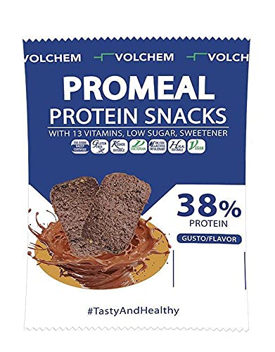 Volchem Promeal Protein Snacks 38, Snack Proteico al 38% di Proteine, con Vitamine, Senza Grassi Idrogenati, Conservanti e con Pochi Zuccheri, Bustina con 3 Snacks, Gusto Cocco, 37,5 g