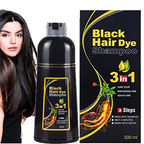 Black Instant Hair Color Shampoo for Gray Hair,Black Hair Dye Shampoo 3 in 1,Black Hair Dye Shampoo (Black)
