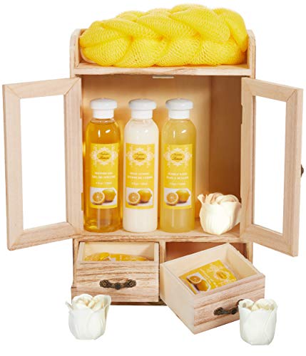 BRUBAKER Cosmetics set beauty da bagno e igiene personale limone in comodo armadietto in legno