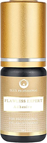 Dlux Professional Colla per Extension Ciglia Flawless Expert, 5ML Nera, Asciugatura Rapida (2-3 sec), Lunga Durata (5-7 sett.)