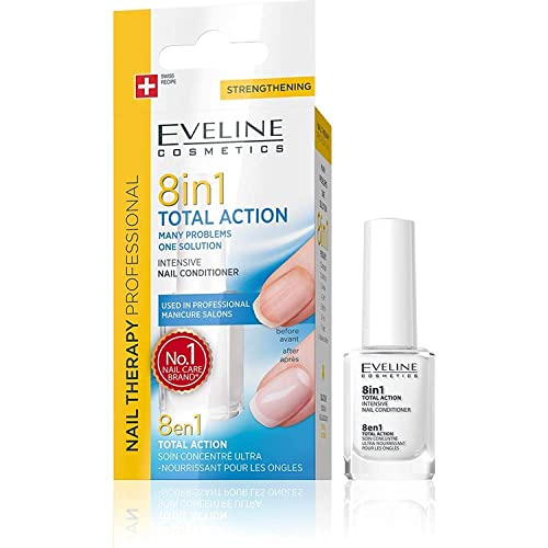 Eveline Cosmetics Terapia Professionale Delle Unghie 8in1 Total Action Siero Smalto Concentrato Indurente E Rinforzante | 12 ml | Attivatore Di Crescita | Trattamento Di Riparazione Delle Unghie