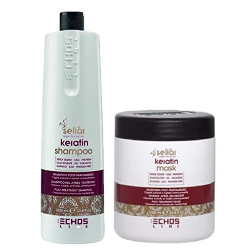 Kit Keratin Post-Treatment - Shampoo 1000 ml + Maschera 1000 ml - Echosline
