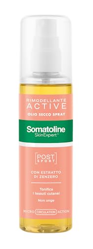 Somatoline SkinExpert, Rimodellante Active Olio Secco Spray Post-Sport, Trattamento Gambe Rimodellante, con Estratto di Zenzero, 125ml
