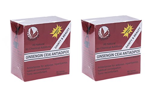 Te detox Ginseng Slim confezione da 2 scatole, Anti-Adipose Tea con Ginseng, più veloce perdita di cellulite, purificazione, migliora la digestione