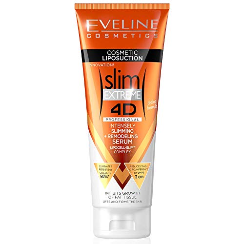 Eveline Cosmetics Slim Extreme 4D Professional Siero Intensamente Snellente + Rimodellante | 250 ml | Crema Calda Snellente Cellulite Brucia Grassi | Pancia Piatta, Braccia, Gambe, Addome Sottili