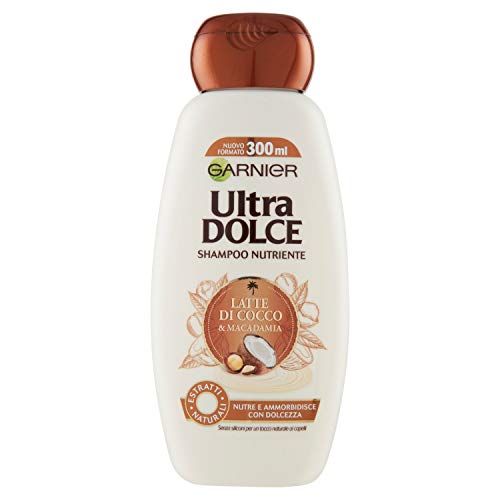 Garnier Shampoo Ultra Dolce Latte di Cocco e Macadamia, Capelli Morbidi e Setosi, 300 ml