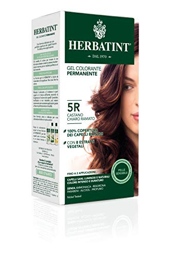 Herbatint Gel Colorante Permanente 5R Castano Chiaro Ramato - 150 ml, senza Ammoniaca, per Pelli Sensibili, con 8 Estratti Naturali Bio