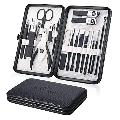 Tagliaunghie Set Professionale - Grooming Kit Strumenti per Manicure e Pedicure 18pcs con Box (Nero)