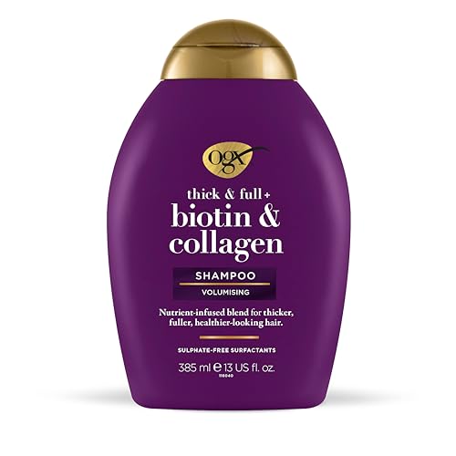 OGX Shampoo Thick & Full + Biotin & Collagen, Shampoo volumizzante capelli con Biotina e Collagene, Shampoo capelli fini con effetto rinforzante per capelli forti, corposi e sani, 385 ml