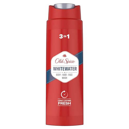 Old Spice Whitewater - Gel doccia e shampoo per uomini, 400 ml, 3 in 1, per la pulizia dei capelli del viso, a lunga durata, fresco