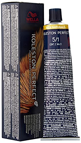 Wella Koleston, crema colorante permanente per capelli Perfect Me+ Rich Naturals, n. 5/1, castano chiaro, 60 ml
