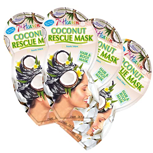 7th Heaven 'Coconut Rescue Masque' per il salvataggio di capelli e radici con oli di cocco frullati e quinoa ricca di proteine per rafforzare e aumentare il volume (confezione da 4)