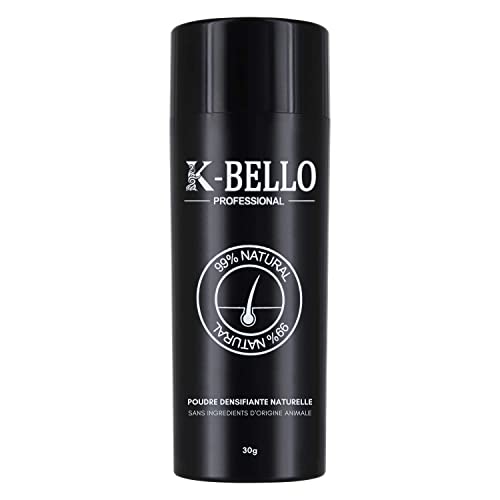 K-BELLO Fibre di cheratina Naturale e Vegan - Polvere anti diradamento per capelli fini, la calvizie e dare volume istantaneo - per Uomo e Donna (30g, Castano Scuro)