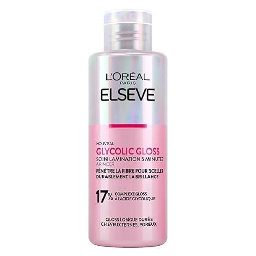 L'Oréal Paris - Elseve Glicolico Gloss - Trattamento laminazione 5 minuti per capelli porosi in mancanza di brillantezza - complesso con acido glicolico - Protocollo di cura dei capelli - 200 ml
